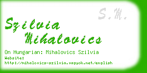 szilvia mihalovics business card